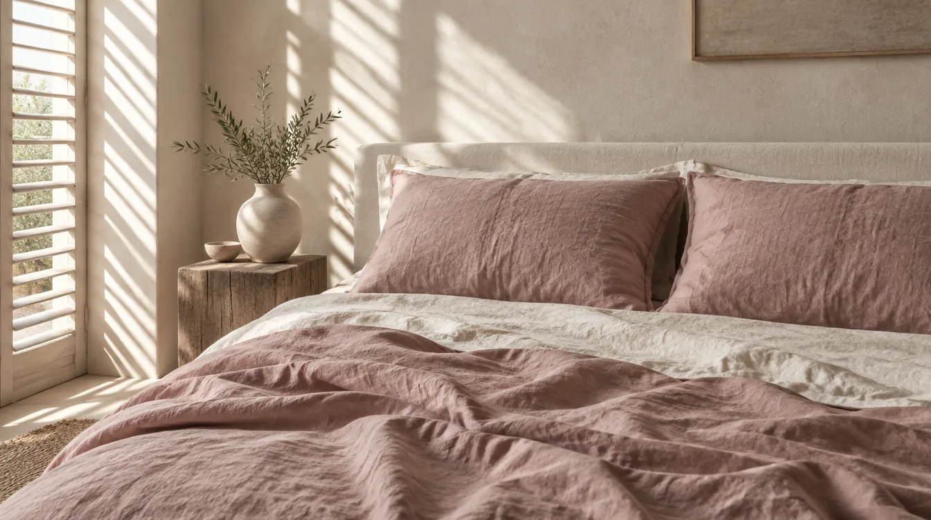Due federe in lino lavato affiancate sul letto rifatto