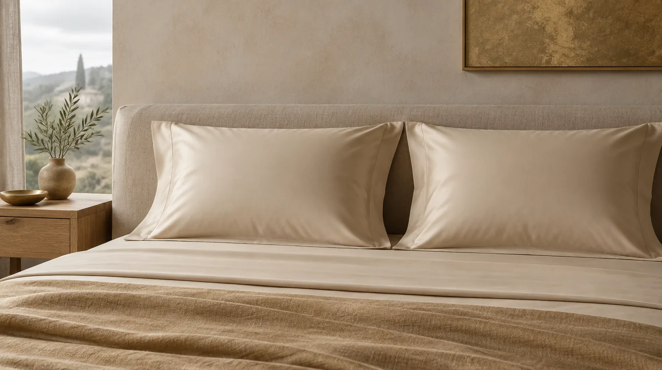 Due federe in cotone pettinato affiancate sul letto rifatto